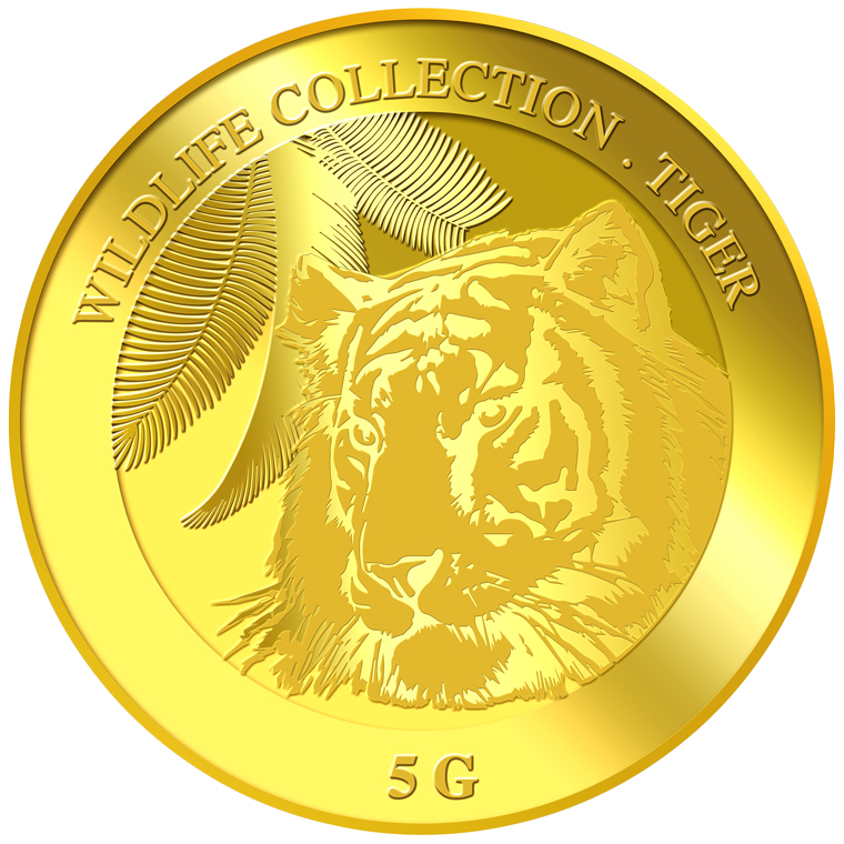 5g Golden Tiger Gold Medallion