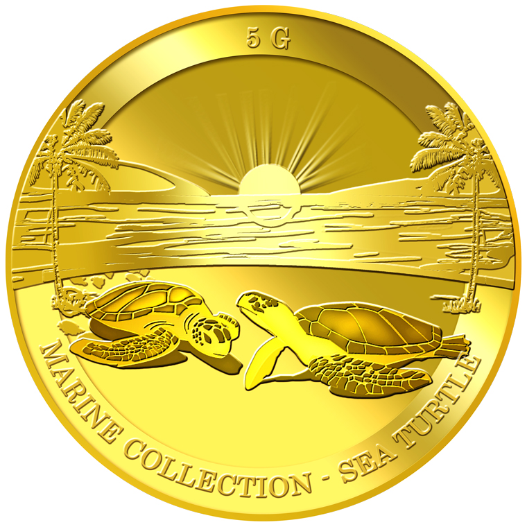5g Sea Turtle Gold Medallion