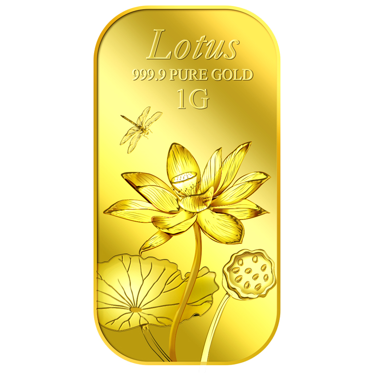 1g Lotus Gold Bar 