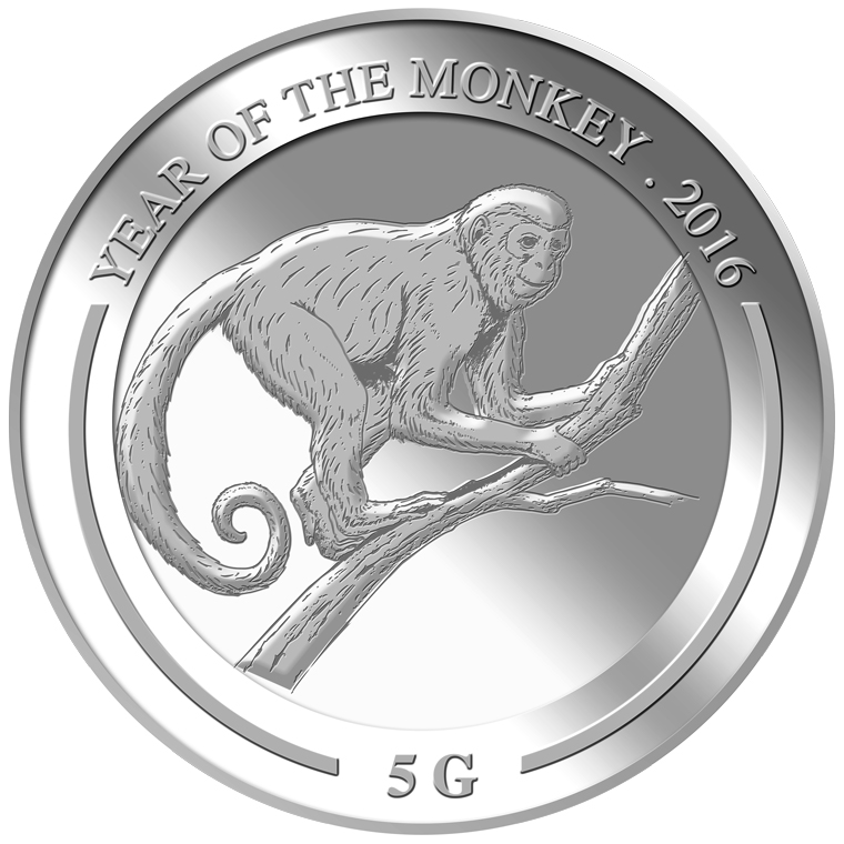 5g Golden Monkey Silver Medallion