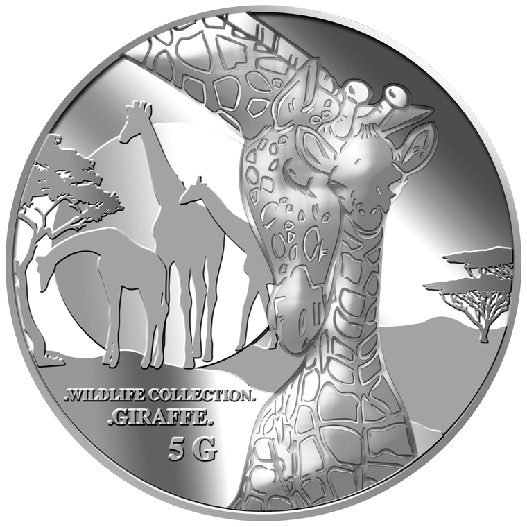 5g Giraffe (Mother & Son) Silver Medallion