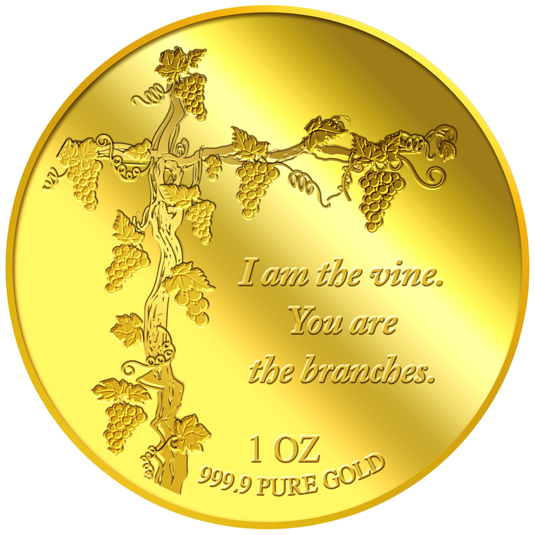 1OZ I am the vine. You are the branches Gold Medallion (12th Launch)