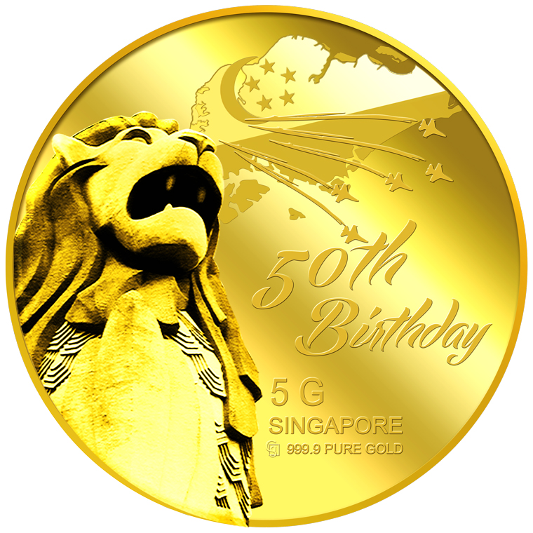 5g SG 50th Birthday Gold Medallion (YEAR 2015)