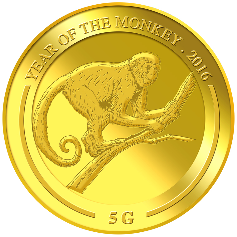 5g Golden Monkey Gold Medallion