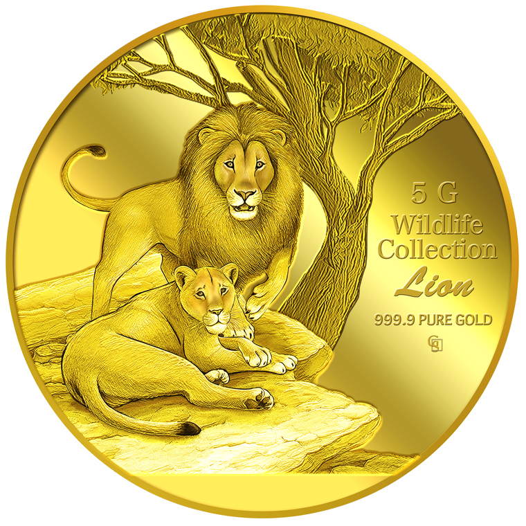 5g Lion Gold Medallion