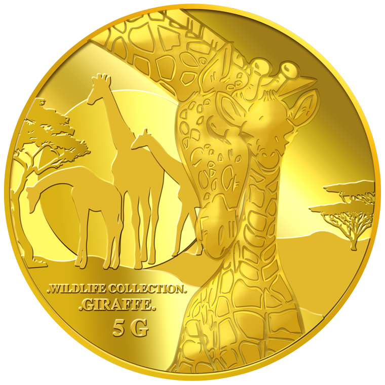5g Giraffe (Mother & Son) Gold Medallion