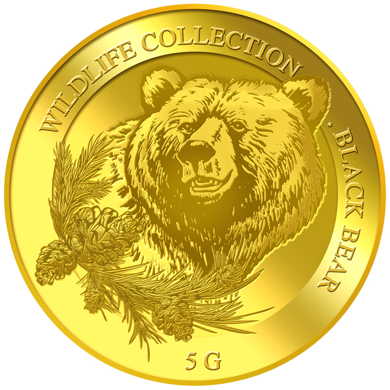 5g Black Bear Gold Medallion