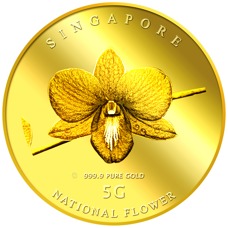 5g SG National Flower Gold Medallion