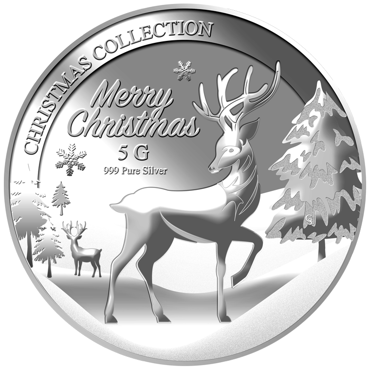 5g 2016 Christmas Reindeer Silver Medallion