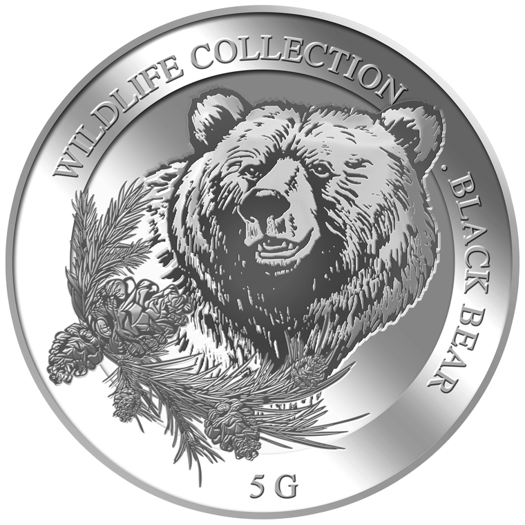 5g Black Bear Silver Medallion