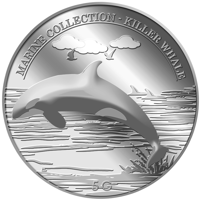 5g Killer Whale Silver Medallion