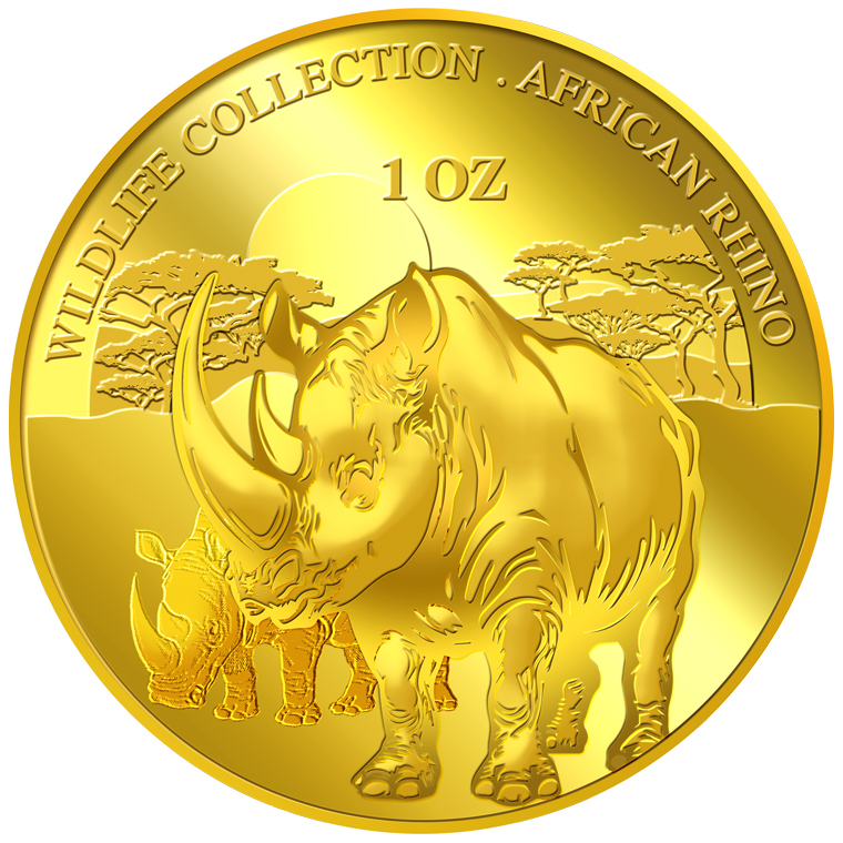 1oz Rhinoceros Gold Medallion