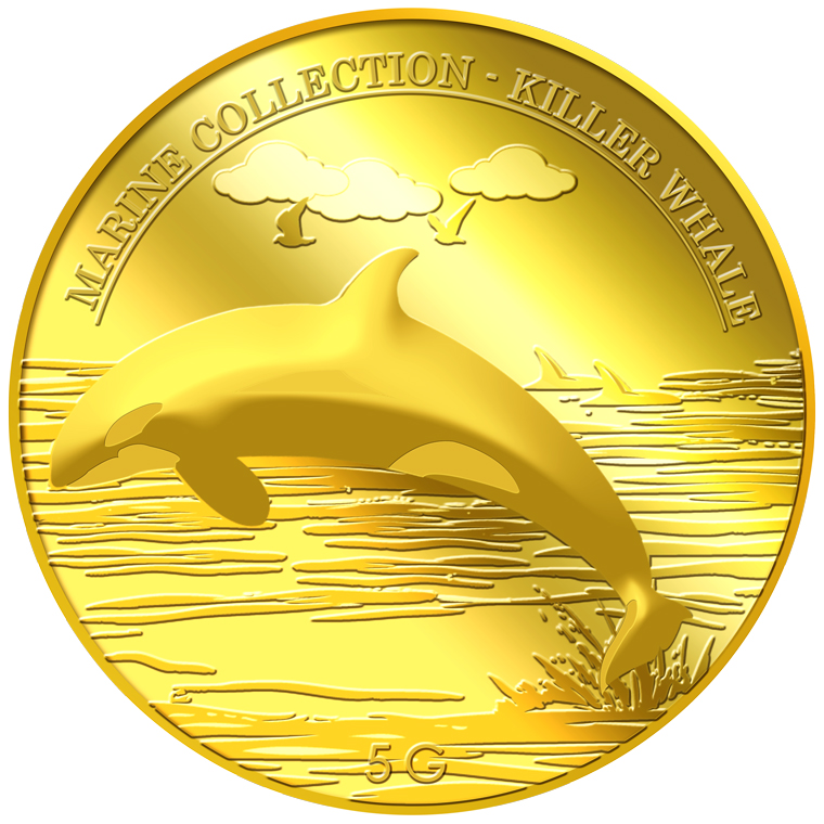 5g Killer Whale Gold Medallion