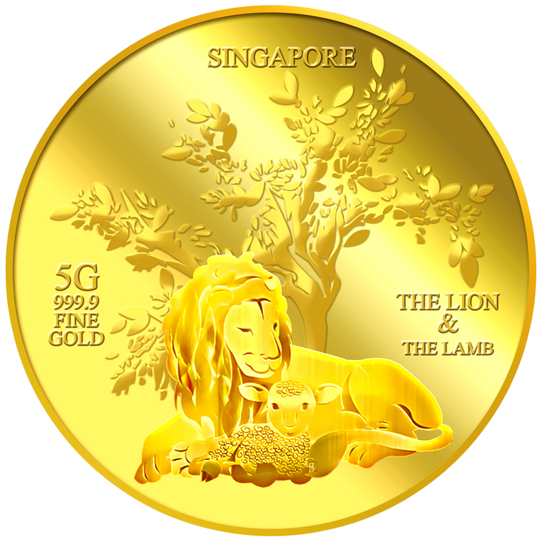 5g The Lion and the Lamb Gold Medallion (1ST LAUNCH)