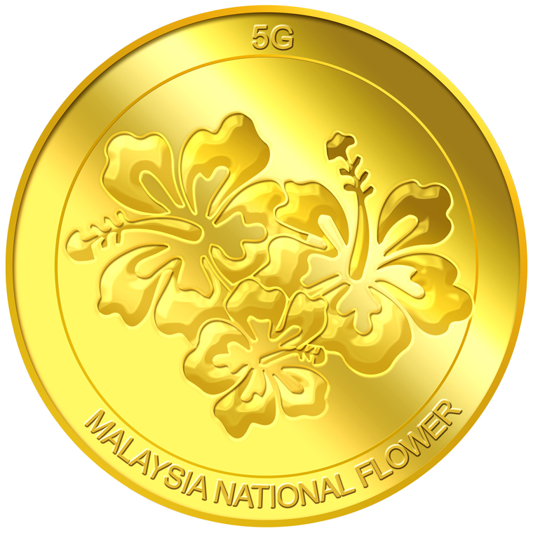 5g Malaysia National Flower Gold Medallion