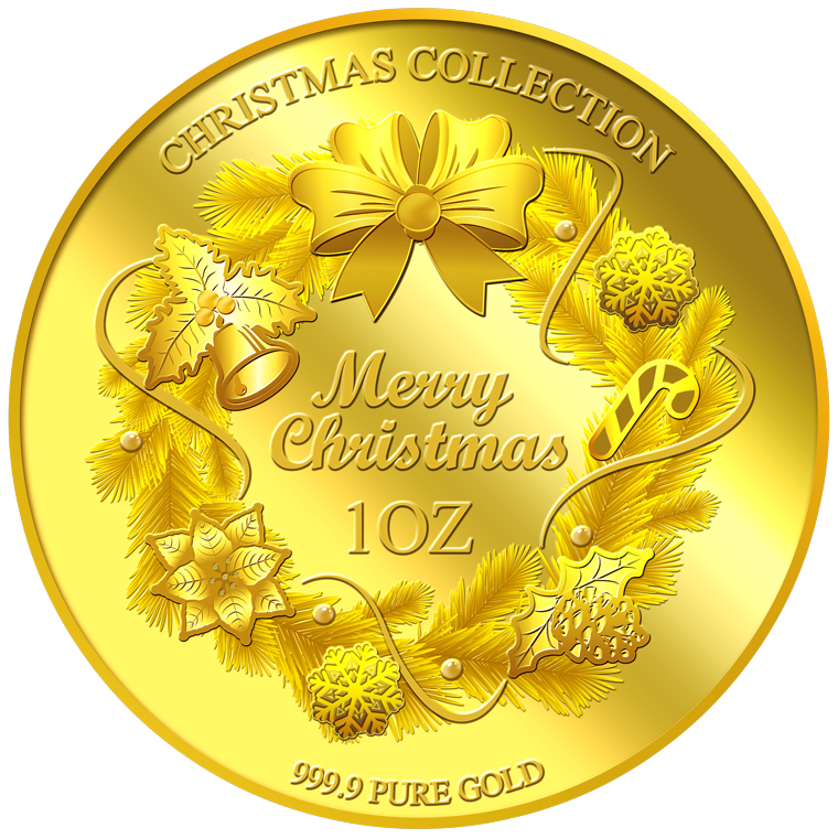 1oz 2017 Christmas Wreath Gold Medallion