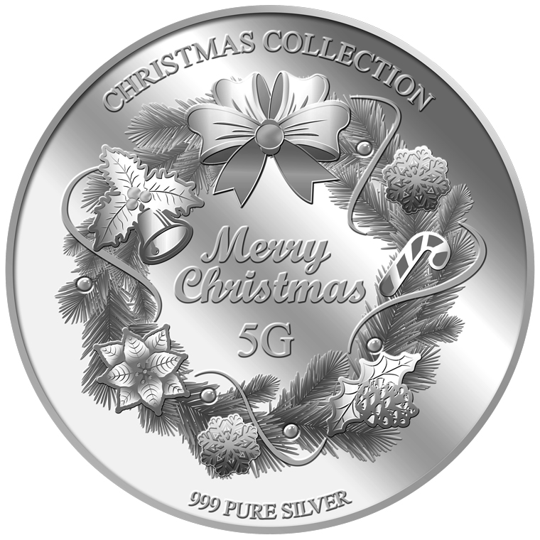 5g 2017 Christmas Wreath Silver Medallion