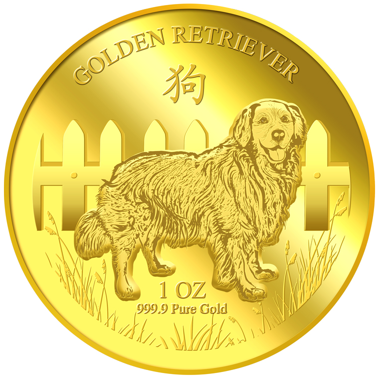 1oz Golden Retriever Gold Medallion