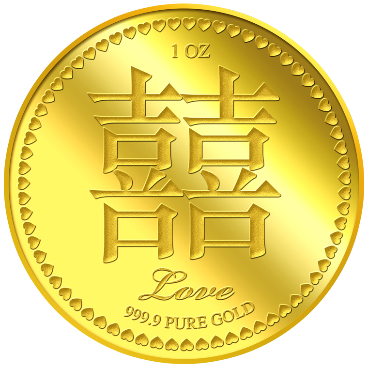 1oz Double Happiness Gold Medallion