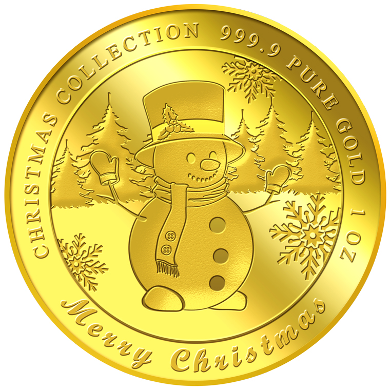 1OZ 2018 Snowman Gold Medallion