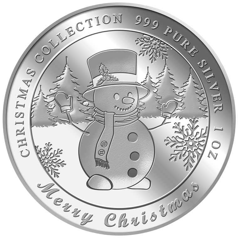 1OZ 2018 Snowman Silver Medallion