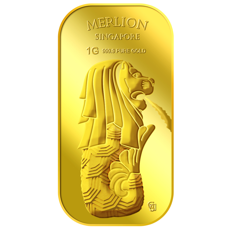 1g SG Merlion Fountain Gold Bar