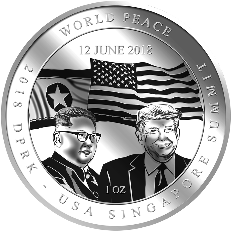 1oz 2018 DPRK - USA Singapore Summit SILVER COIN