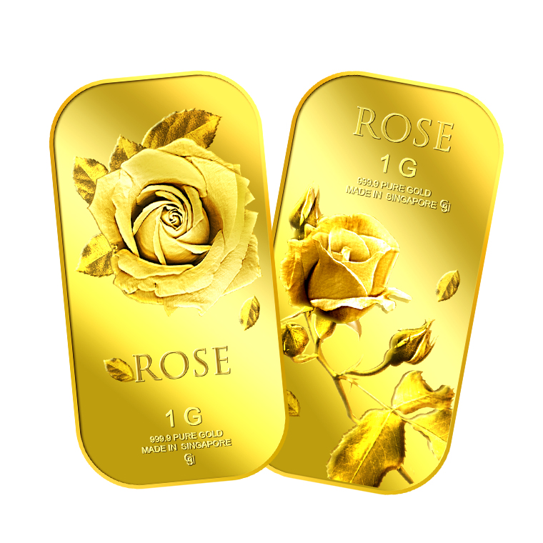 1G X 2 Big Rose (Series 1) and Small Rose GOLD BAR