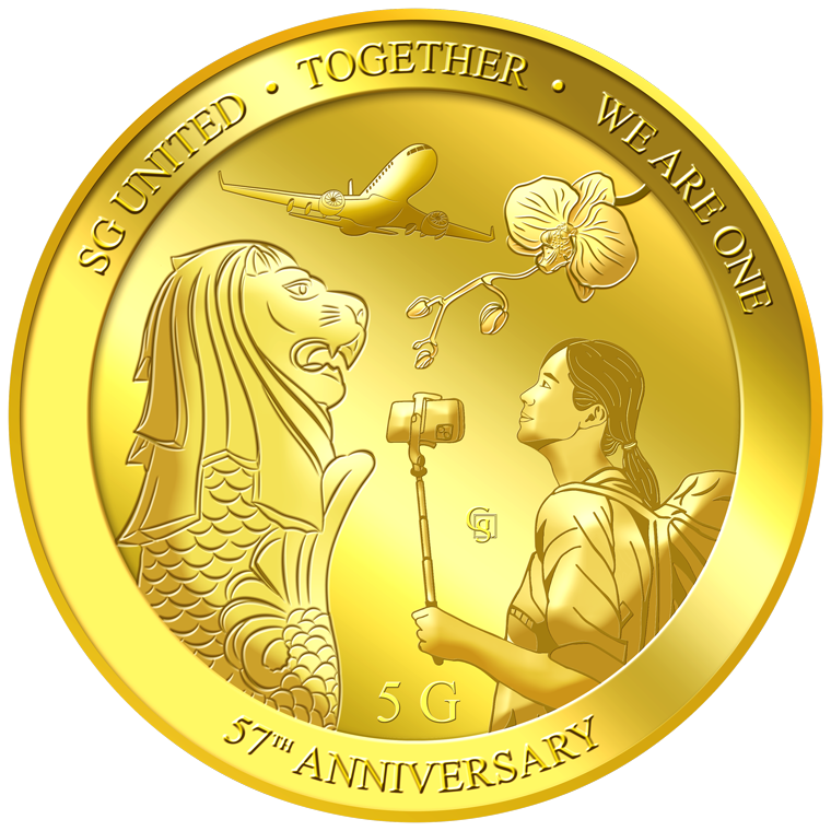 5g SG 57th Anniversary Gold Medallion (YEAR 2022)
