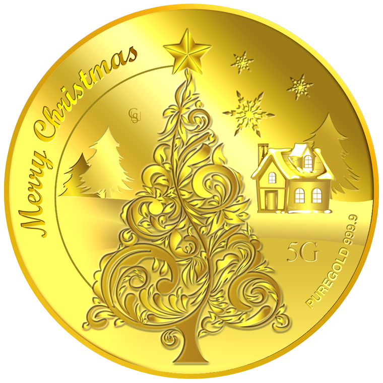 5g 2022 Christmas Tree Gold Medallion