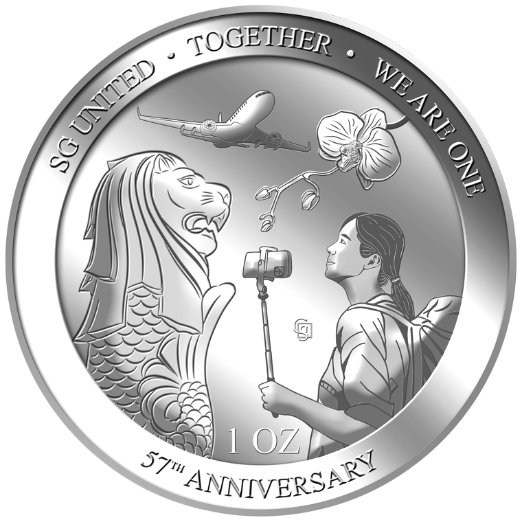 1Oz SG 57th Anniversary Silver Medallion (Year 2022) (Coming Soon)