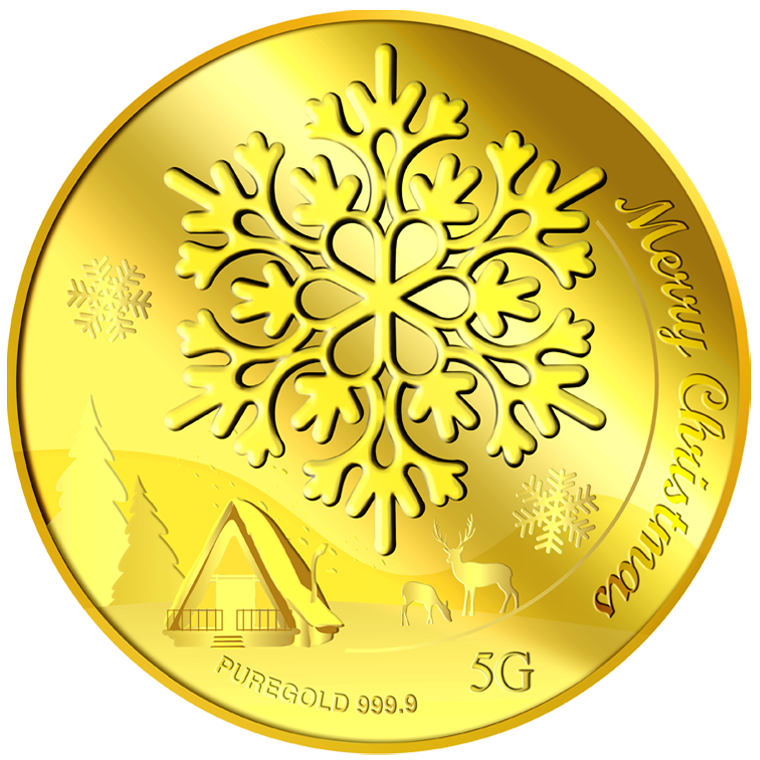 5g 2023 Christmas Snowflake Gold Medallion