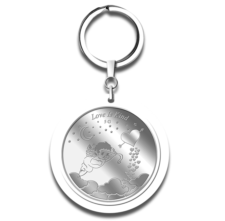5g Love is Kind Silver Medallion Keychain